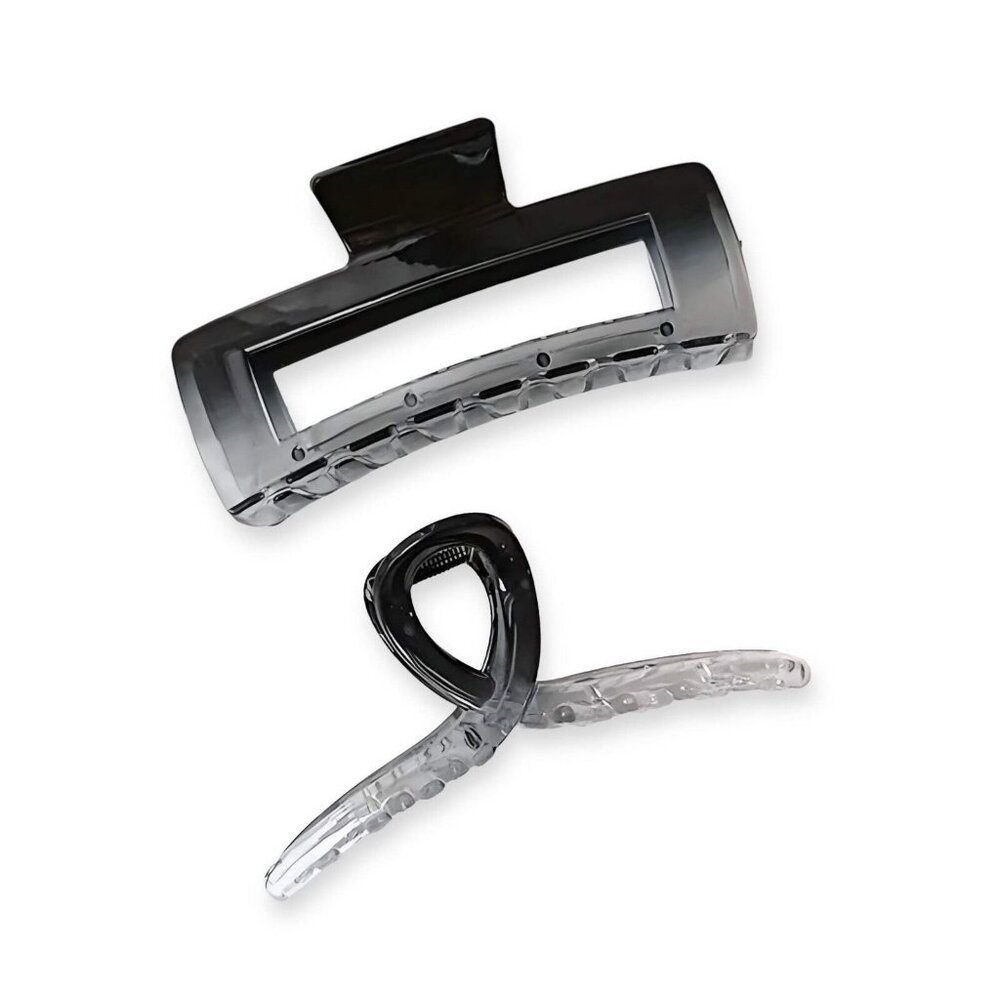 BLACK AND WHITE GRADIENT XL CLAW CLIPS (BLACK OMBRE)